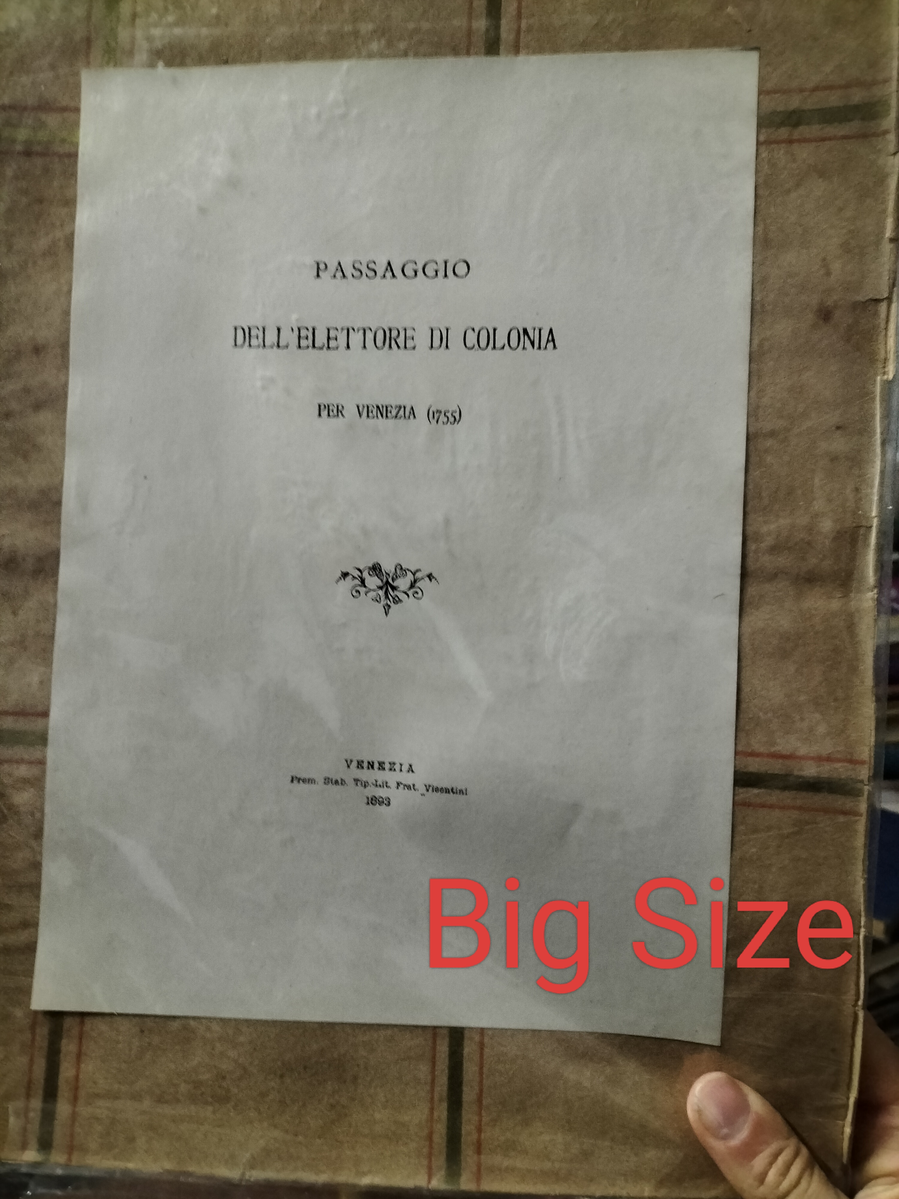 Passaggio dell'Elettore di Colonia per Venezia 1755