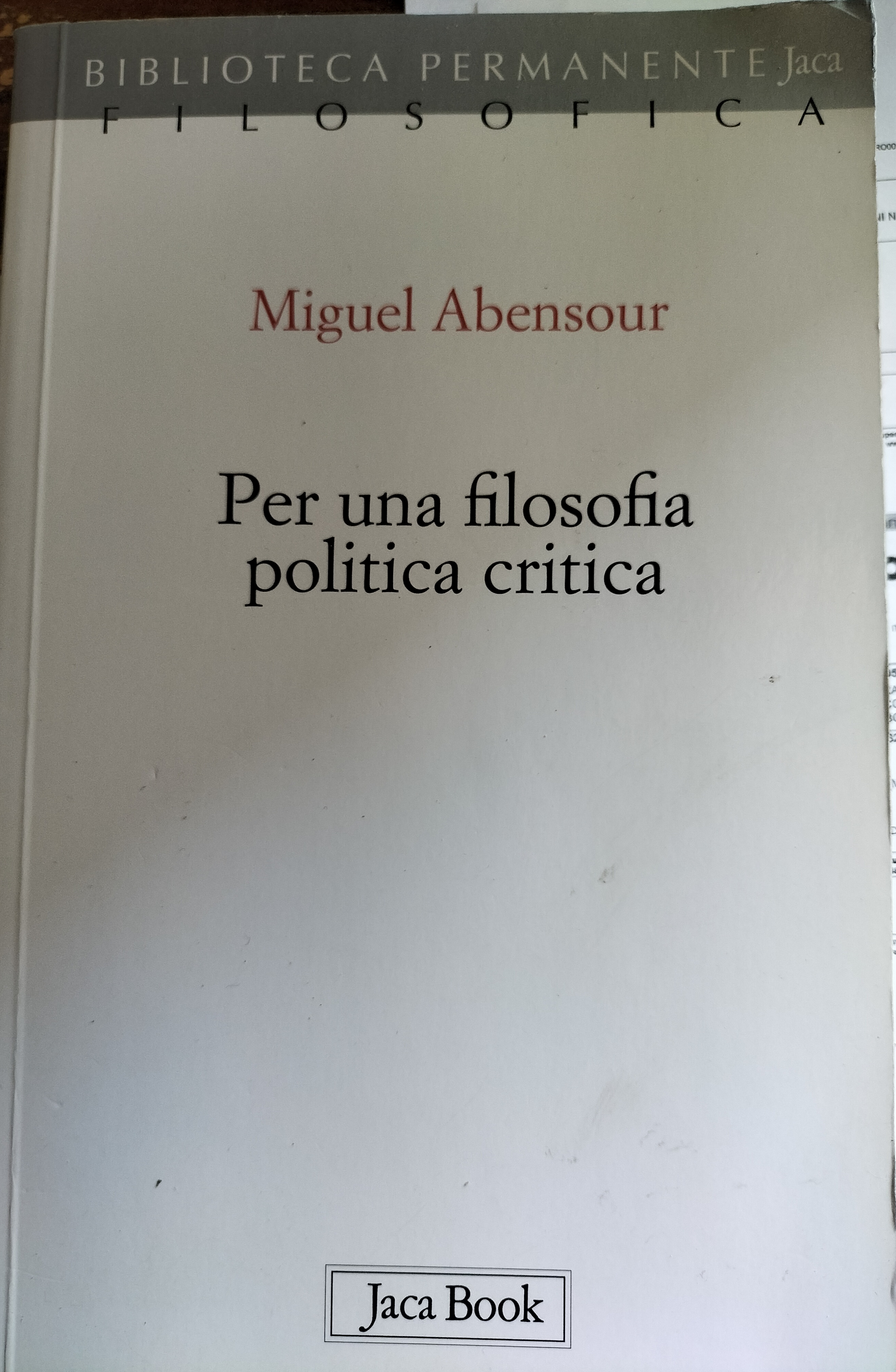 Per una filosofia politica critica
