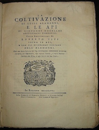 La Coltivazione di Luigi Alamanni, e Le Api di Giovanni …