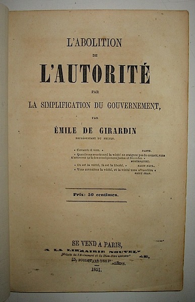 L’abolition de l’autorité par la simplification du gouvernement