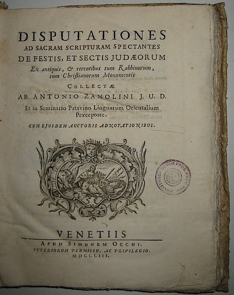 Disputationes ad Sacram Scripturam spectantes de Festis et Sectis Judaeorum …