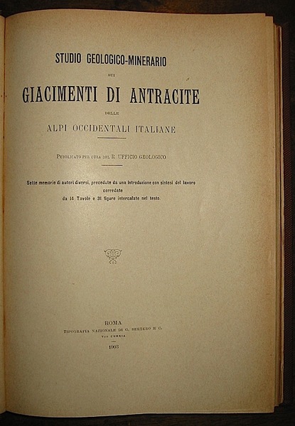 Studio geologico-minerario sui giacimenti di antracite delle Alpi occidentali italiane …