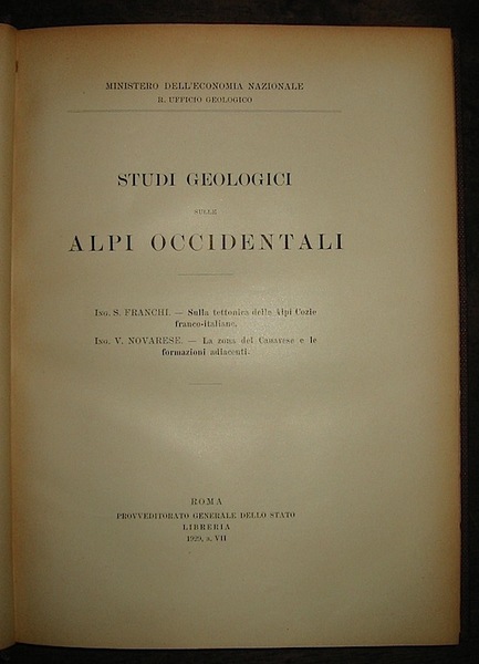 Studi geologici sulle Alpi occidentali. Sulla tettonica delle Alpi Cozie …