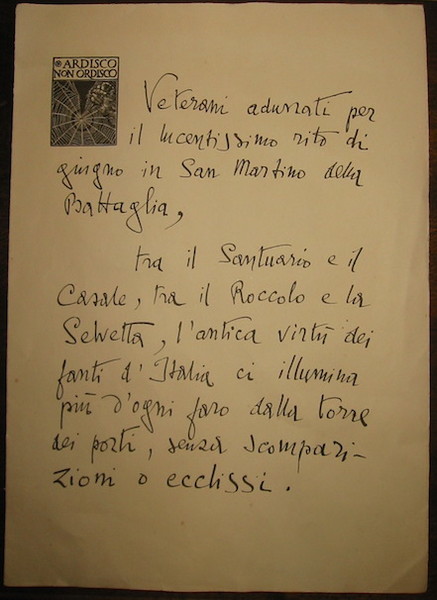 Messaggio ai veterani adunati in San Martino della Battaglia
