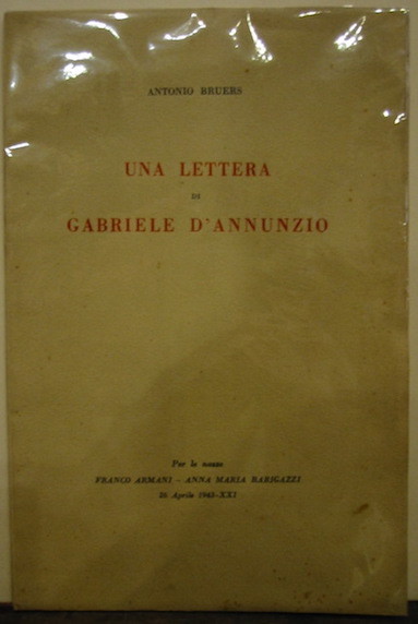 Una lettera di Gabriele D’Annunzio. Per le nozze di Franco …