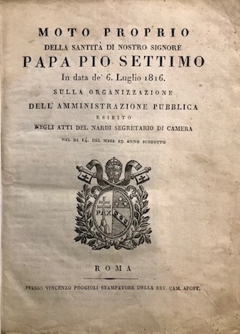 Moto proprio della Santità di Nostro Signore Papa Pio settimo …