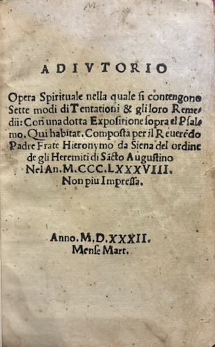 Adiutorio. Opera spirituale nella quale si contengono sette modi di …