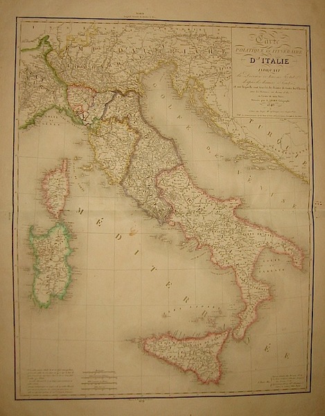 Carte politique et itineraire d’Italie