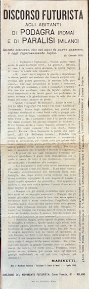 Discorso futurista agli abitanti di Podagra (Roma) e di Paralisi …
