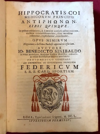 Hippocratis Coi Antiphonon. Libri quinque. In quibus celebriores, & a …