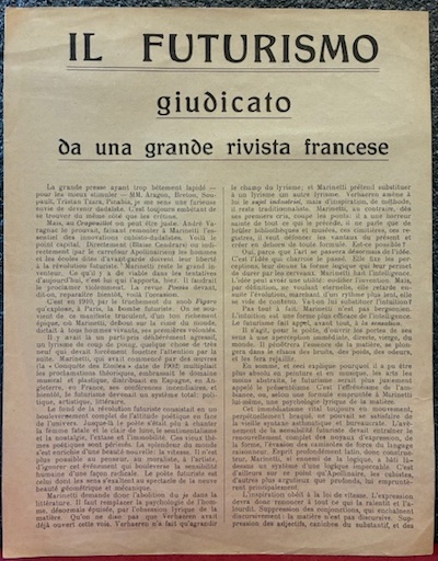 Il Futurismo giudicato da una grande rivista francese