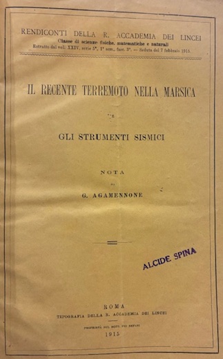 Il recente terremoto nella Marsica e gli strumenti sismici. Nota.