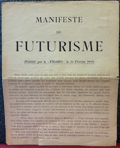 Manifeste du Futurisme (pubblié par le ‘Figaro’ le 20 Fevrier …