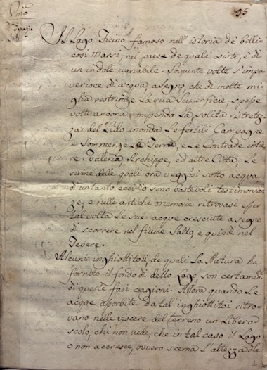 Manoscritti sul Lago Fucino: I. Relazione di don Ignazio Stile …