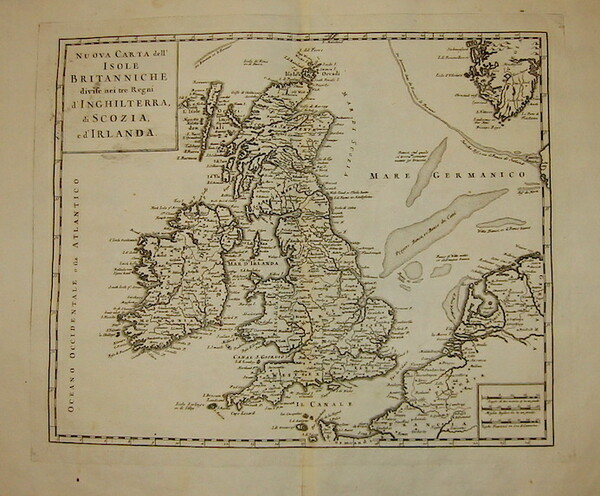 Nuova carta dell’Isole Britanniche divise nei tre Regni d’Inghilterra, di …