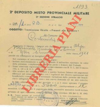 Trasmissione libretto 'Presenti alle Bandiere'.