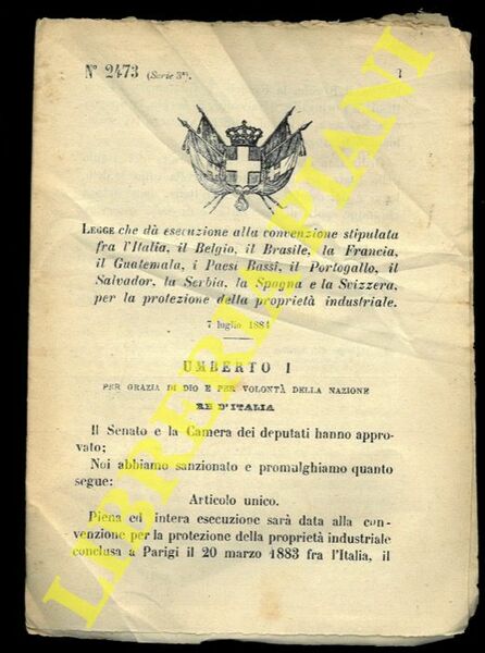 Legge che dà esecuzione alla convenzione stipulata fra l'Italia, il …