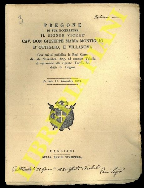 Pregone con cui si pubblica la Real Carta del 26 …