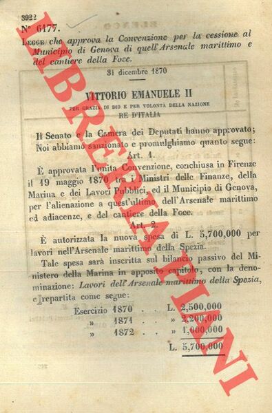 Legge che approva la Convenzione per la cessione al Municipio …