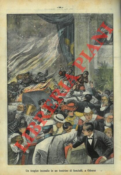 Un tragico incendio in un teatrino di fanciulli, a Odessa.