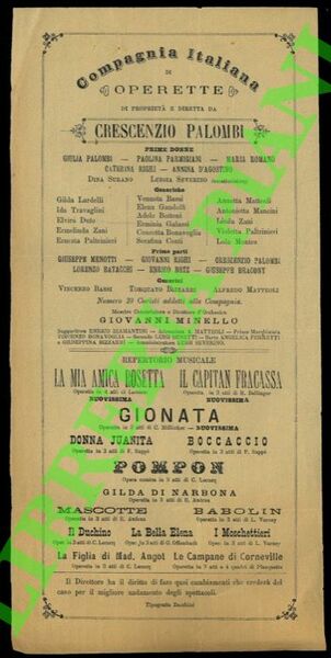 Compagnia Italiana di Operette . Crescenzio Palombi.