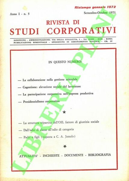 Rivista di studi corporativi.