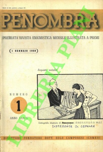 Penombra. 1959. Premiata rivista enigmistica mensile illustrata.