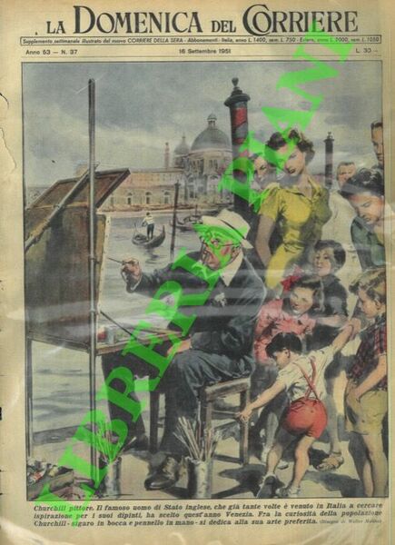 Il famoso pittore Winston Churchill, fra la curiosità della popolazione, …