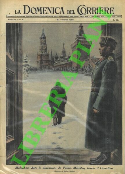 Malenkov, date le dimissioni da Primo Ministro, lascia il Cremlino.
