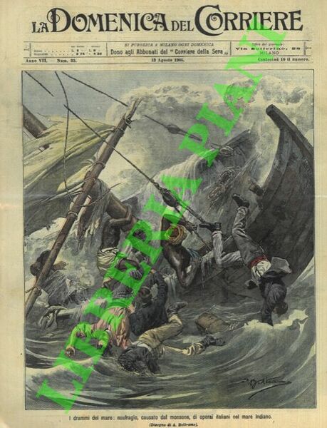 Naufragio, causato dal monsone, di operai italiani nel mare Indiano.