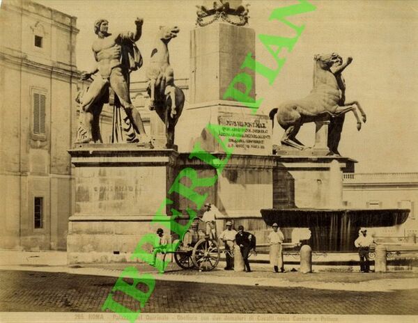 Roma. Obelisco, Palazzo del Quirinale. Cavalli, Castore e Polluce.