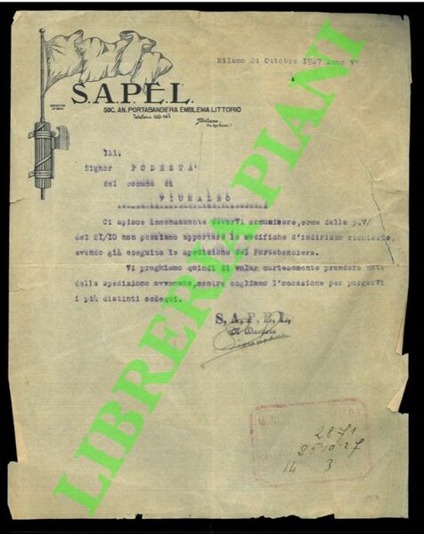 Lettera al Podestà di Fiumalbo