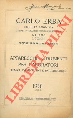 Apparecchi e strumenti per laboratori chimici, farmaceutici e batteriologici. 1938.