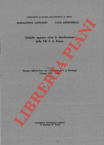 Qualche apporto circa la distribuzione della Hb S in Kenya.