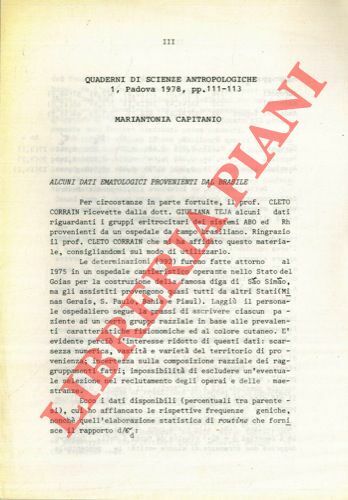 Alcuni dati ematologici provenienti dal Brasile.