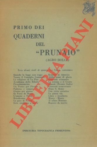 Primo dei Quaderni del "Prunaio" (agrodolce) .