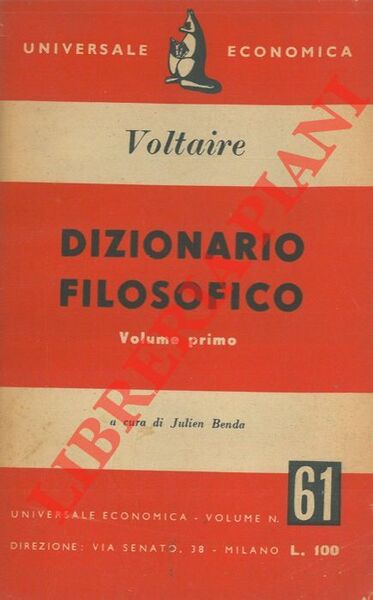 Dizionario filosofico. Volume primo.