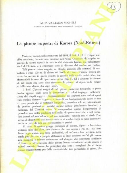 Le pitture rupestri di Karora (Nord-Eritrea) .