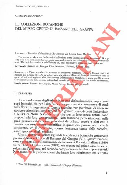 Le collezioni botaniche del Museo Civico di Bassano del Grappa.