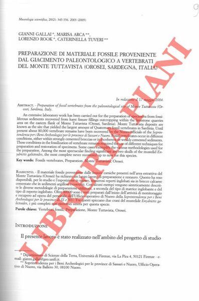 Preparazione di materiale fossile proveniente dal giacimento paleontologico a vertebrati …