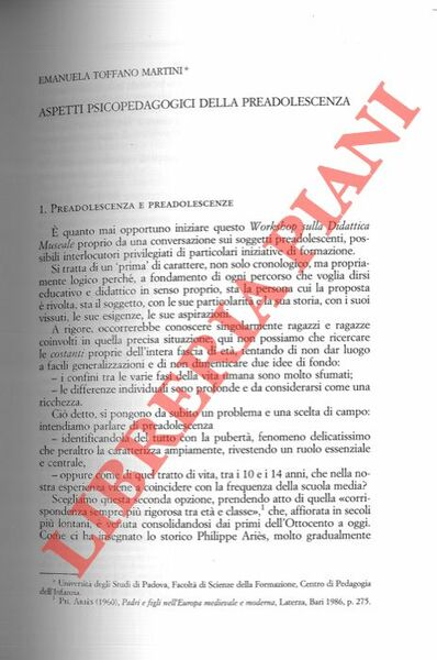 Aspetti psicopedagogici della preadolescenza.