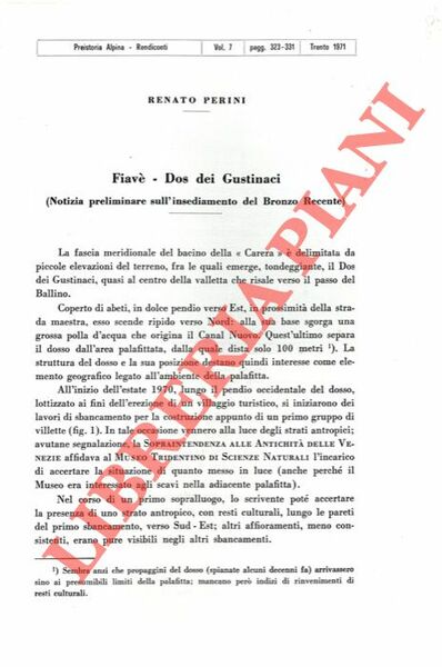 Fiavé - Dos dei Gustinac (Notizia preliminare sull'insediamento del bronzo …