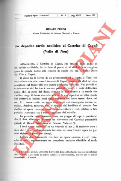 Un deposito tardo neolitico al Castelaz di Cagnò (Val di …