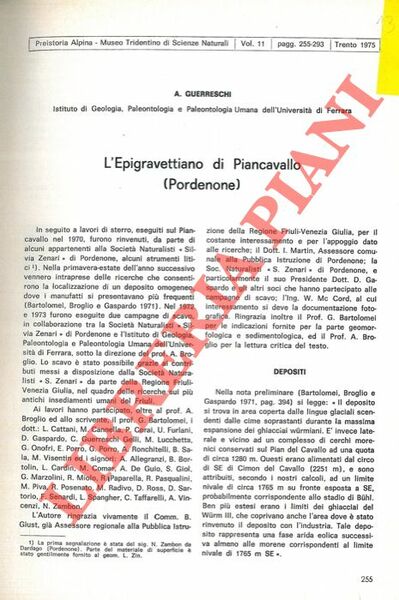 L'Epigravettiano di Piancavallo (Pordenone) .