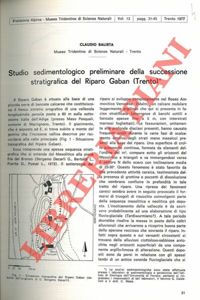 Studio sedimentologico preliminare della successione stratigrafica del Riparo Gaban (Trento) …