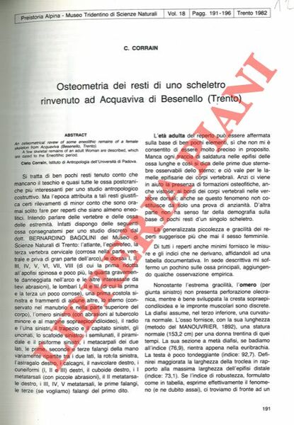 Osteometria dei resti di uno scheletro rinvenuto ad Acquaviva di …