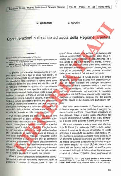 Considerazioni sulle anse ad ascia della Regione Trentina.