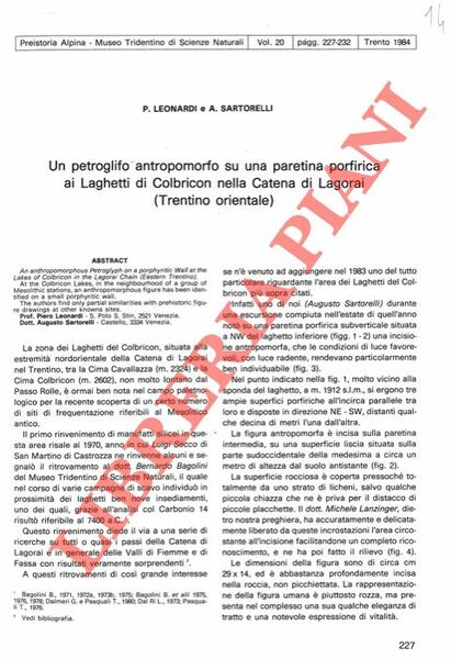 Un petroglifo antropomorfo su una paretina porfirica ai Laghetti di …