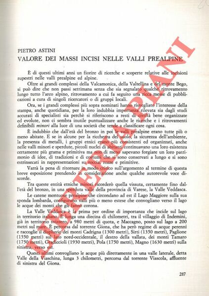 Valore dei massi incisi nelle valli prealpine.