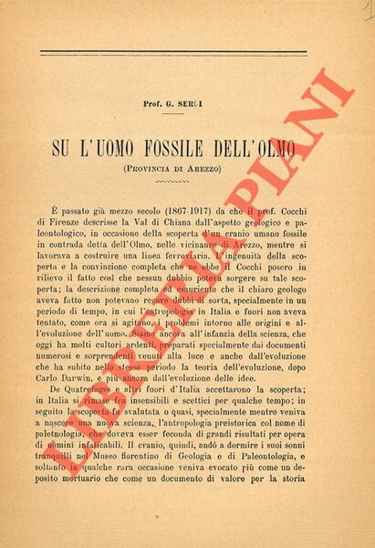 Su l'uomo fossile dell'Olmo (provincia di Arezzo) .